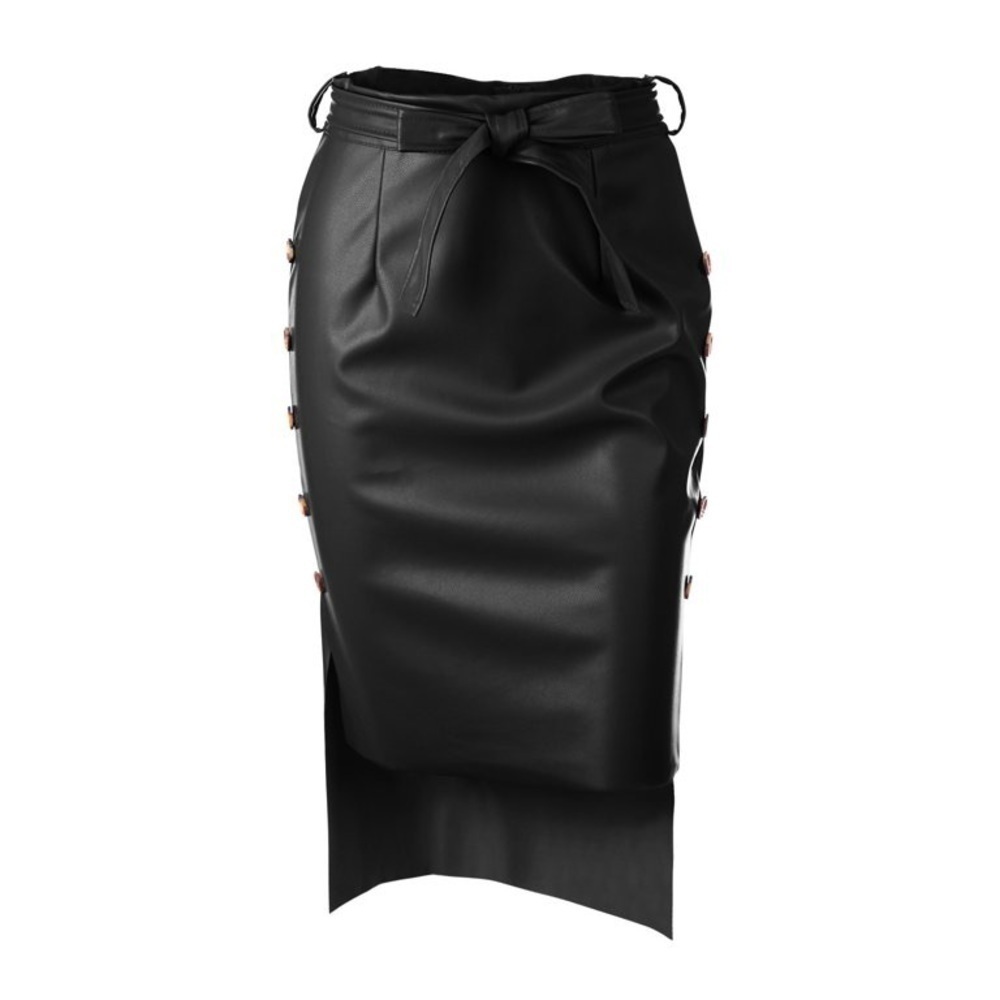 High Low Faux Leather Pencil Skirt L - Picture 2 of 6